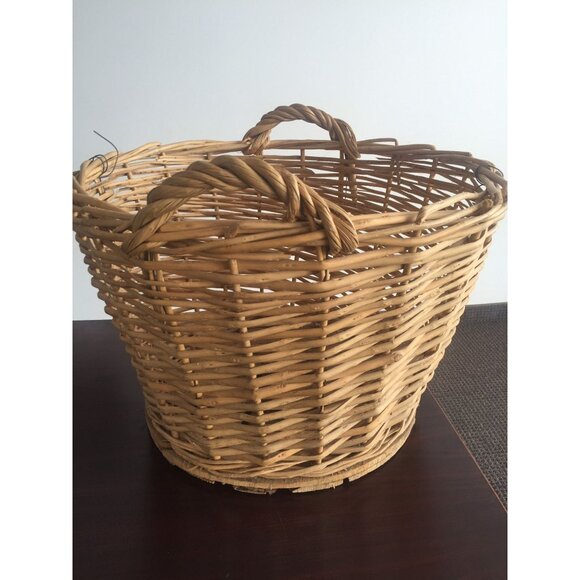 Vintage Carboy Demijohn Wine Wicker Basket Base With Straw Wicker Handles - Picture 1 of 8